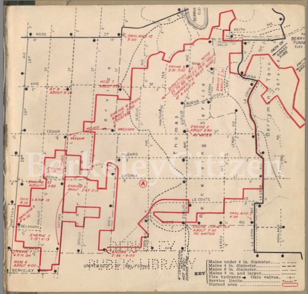 fire map of 1923 Berkeley