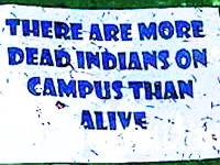 Indian burial protest sign