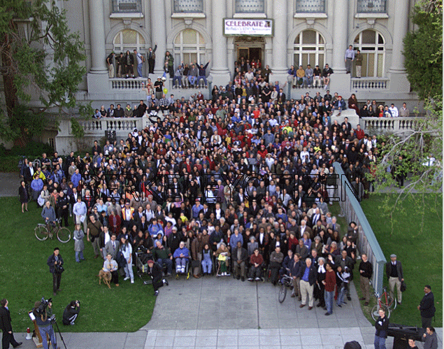 community group photo on steps of old city hall