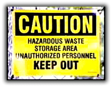 caution sign for hazardous waste