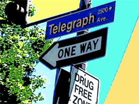 telegraph sign, Berkeley World Music