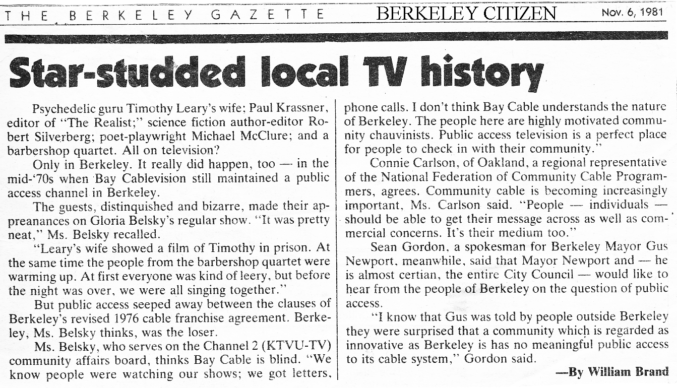 Berkeley cable Access history 1981