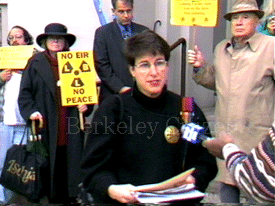 Pamela Sihvola speaking to the Berkeley Progressives say no to radioactive Tritium releases at LBNL press conference