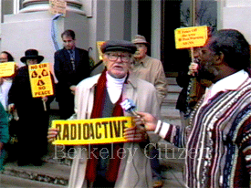 George Kaufman speaking to the Berkeley Progressives say no to radioactive Tritium releases at LBNL press conference