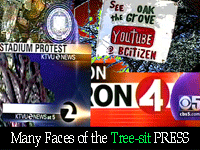 many faces of Oak Grove tree-sit press