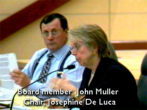 Board members  John Muller, Chair; Josephine De Luca, sf regional water board hearing on Groundwater brownfield amendments